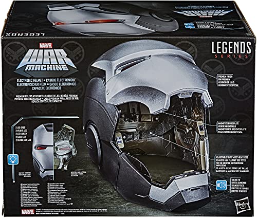 Avengers Marvel Legends Series War Machine Roleplay Premium Collector Electronic Helmet with LED Light FX, Grey