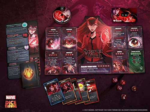 Marvel Dice Throne 4-Hero Box with Scarlet Witch, Thor, Loki & Spider-Man - 2-4 Player Competitive Dice Game