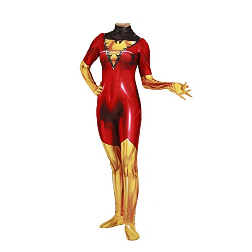 Xyjrnjvh Superhero Cosplay Costume for Womens Halloween Full Set Bodysuits Zentai 3D Style Jumpsuit (Adult-M, Phoenix Red)