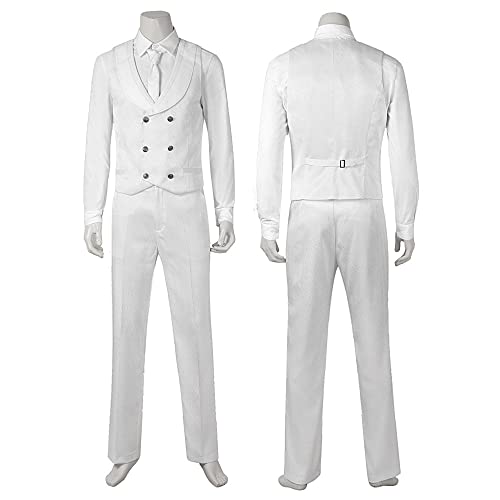 Knight Costume Adult Men Cosplay White Suit Costume Halloween Costume (Fullset-b, XL)