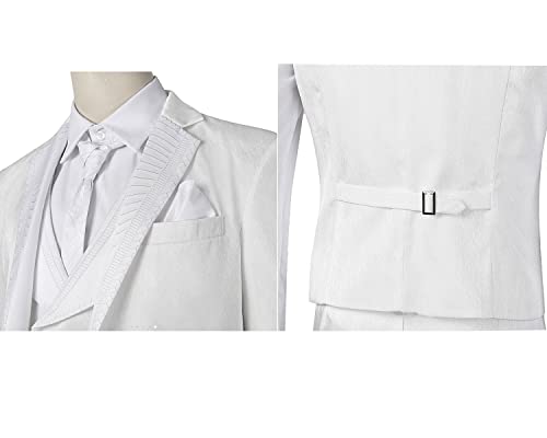 Knight Costume Adult Men Cosplay White Suit Costume Halloween Costume (Fullset-b, XL)