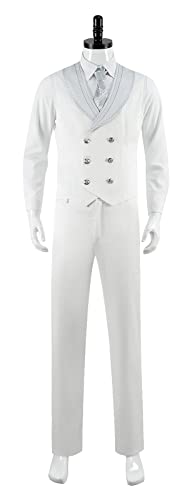 Mr Knight Suit Halloween Moon Knight Cosplay Costume Marc Spector Adult Outfit White Coat Trousers with Mask and Gloves (White, Medium)