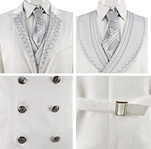 Mr Knight Suit Halloween Moon Knight Cosplay Costume Marc Spector Adult Outfit White Coat Trousers with Mask and Gloves (White, Medium)