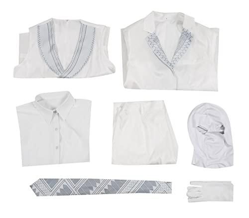 Mr Knight Suit Halloween Moon Knight Cosplay Costume Marc Spector Adult Outfit White Coat Trousers with Mask and Gloves (White, Medium)