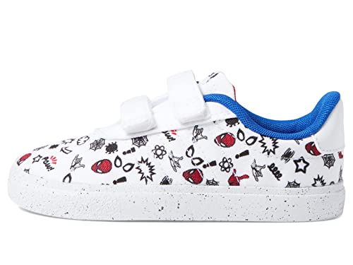 adidas VULCRAID3R Skate Shoe, White/White/Better Scarlet (Spider-Man), 2 US Unisex Little Kid