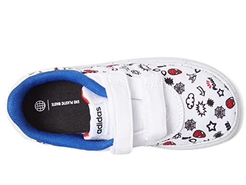 adidas VULCRAID3R Skate Shoe, White/White/Better Scarlet (Spider-Man), 2 US Unisex Little Kid