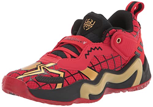adidas D.O.N. Issue 3 Basketball Shoe, Vivid Red/Gold Metallic/Black, 5 US Unisex Big Kid