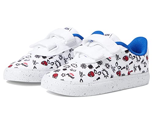adidas VULCRAID3R Skate Shoe, White/White/Better Scarlet (Spider-Man), 2 US Unisex Little Kid