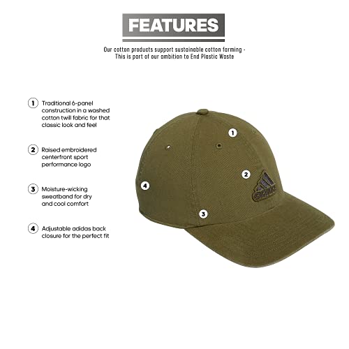 adidas Men's Ultimate 2.0 Relaxed Adjustable Cotton Cap, Focus Olive Green/Black, One Size