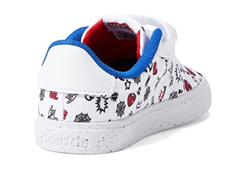 adidas VULCRAID3R Skate Shoe, White/White/Better Scarlet (Spider-Man), 2 US Unisex Little Kid