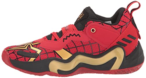 adidas D.O.N. Issue 3 Basketball Shoe, Vivid Red/Gold Metallic/Black, 5 US Unisex Big Kid