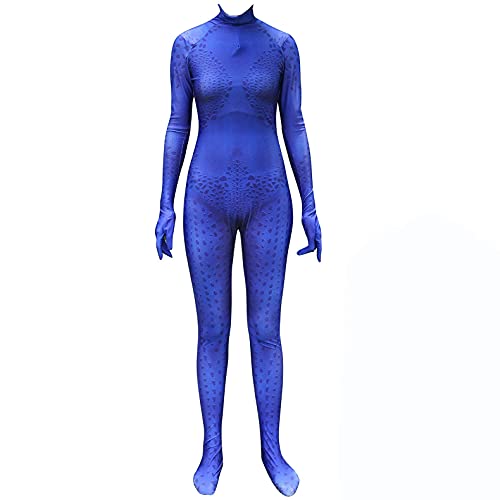 Xyjrnjvh Superhero Cosplay Costume for Womens Halloween Full Set Bodysuits Zentai 3D Style Jumpsuit (Adult-XXXL, Blue)