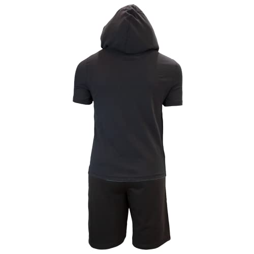 Marvel Avengers Superheroes Boys Character Lightweight Short Sleeve Hoodie T-Shirt & Shorts Athleisure Short Set (Black Panther, 7)