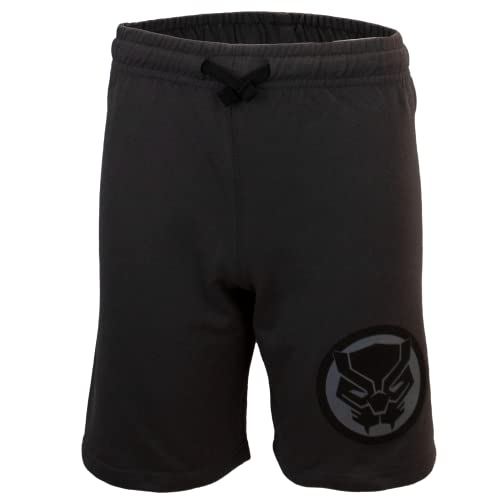 Marvel Avengers Superheroes Boys Character Lightweight Short Sleeve Hoodie T-Shirt & Shorts Athleisure Short Set (Black Panther, 7)
