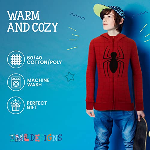 Marvel Super Heroes Hero Boys Zip-Up Fashion Hoodie Sweatshirt for Kids (Red, 8)