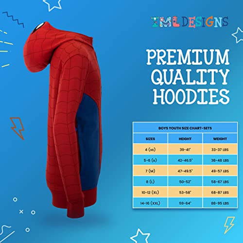 Marvel Super Heroes Hero Boys Zip-Up Fashion Hoodie Sweatshirt for Kids (Red, 8)
