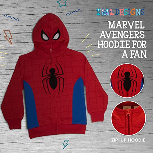 Marvel Super Heroes Hero Boys Zip-Up Fashion Hoodie Sweatshirt for Kids (Red, 8)