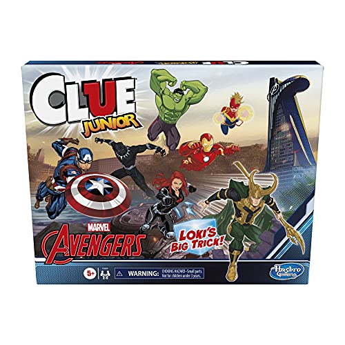 Hasbro Gaming Clue Junior: Marvel Avengers Edition Board Game for Kids Ages 5+, Loki's Big Trick, Classic Mystery for 2-6 Players (Amazon Exclusive)