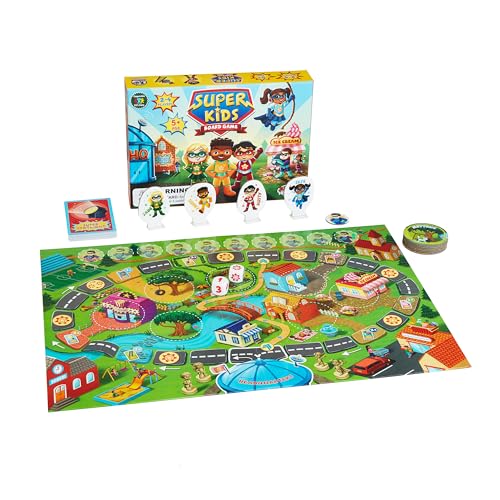 New! JH5 Super Kids! an Exciting Cooperative Superhero Board Game for Kids Ages 5+ Race Around Town to Catch The Villain and Learn New Skills Through Hands-On Play
