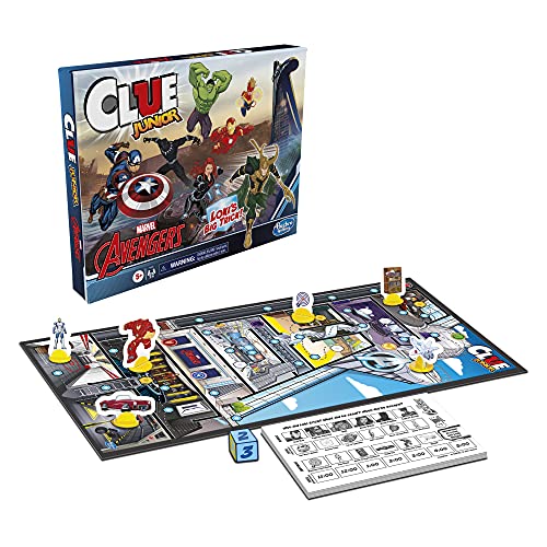 Hasbro Gaming Clue Junior: Marvel Avengers Edition Board Game for Kids Ages 5+, Loki's Big Trick, Classic Mystery for 2-6 Players (Amazon Exclusive)