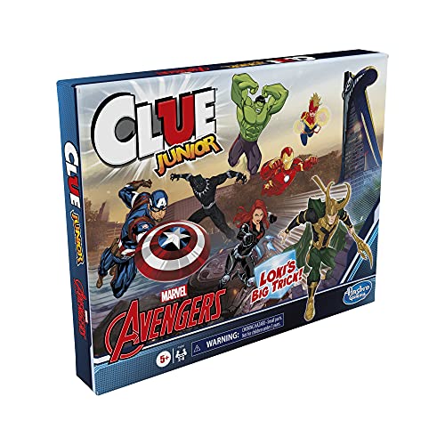 Hasbro Gaming Clue Junior: Marvel Avengers Edition Board Game for Kids Ages 5+, Loki's Big Trick, Classic Mystery for 2-6 Players (Amazon Exclusive)