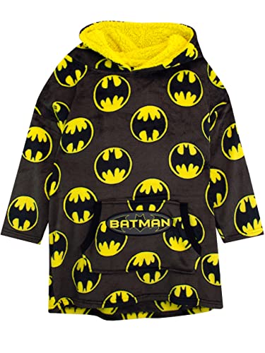 DC Comics Kids Blanket Hoodie Oversized Fleece Ultra Soft and Cosy Batman Hoody For Boys And Girls Grey One Size