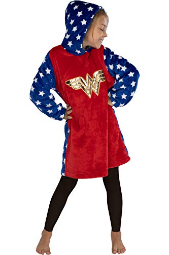 DC Comics Justice League Girls Wonder Woman Oversized Sherpa Sweatshirt Lounge Hoodie Small/Medium