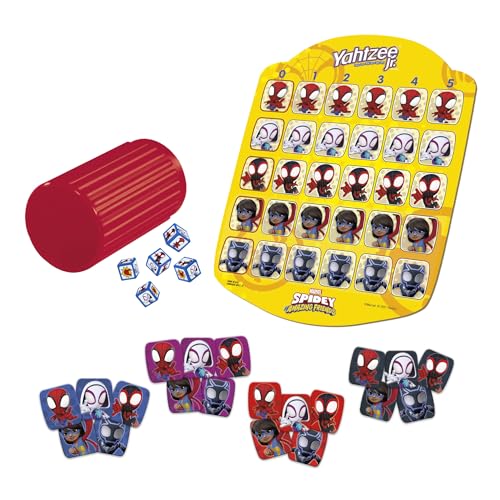 Hasbro Gaming Spidey and His Amazing Friends Yahtzee Jr.Marvel Edition Board Game for Kids, Easter Basket Stuffers or Gifts, Ages 4+ (Amazon Exclusive)