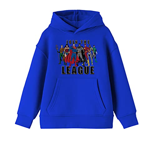 Youth Boys Justice League DC Comic Book Superheroes Hooded Sweatshirt - S Blue