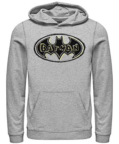 DC Comics Boys' Batman Scribble Logo Hoodie, Heather Gray (XS)