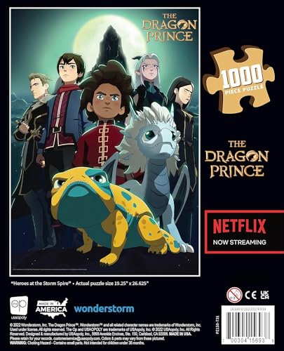 The Dragon Prince “Heroes at The Storm Spire'' 1000 Piece Jigsaw Puzzle | Artwork Featuring Ezran, Azymondias, and Other Characters | Officially-Licensed Dragon Prince Merchandise from Netflix