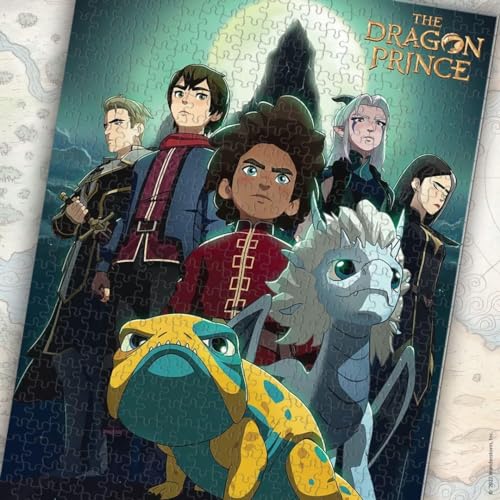 The Dragon Prince “Heroes at The Storm Spire'' 1000 Piece Jigsaw Puzzle | Artwork Featuring Ezran, Azymondias, and Other Characters | Officially-Licensed Dragon Prince Merchandise from Netflix
