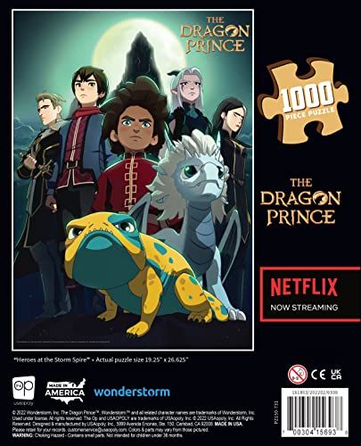 The Dragon Prince “Heroes at The Storm Spire'' 1000 Piece Jigsaw Puzzle | Artwork Featuring Ezran, Azymondias, and Other Characters | Officially-Licensed Dragon Prince Merchandise from Netflix