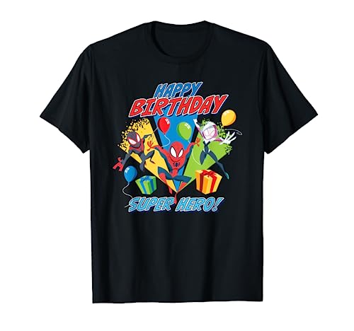 Spider-Man Miles Gwen Happy Birthday Super Hero Tee