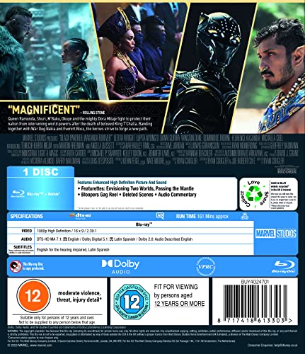 Marvel Studio's Black Panther: Wakanda Forever Blu-ray [Region Free]