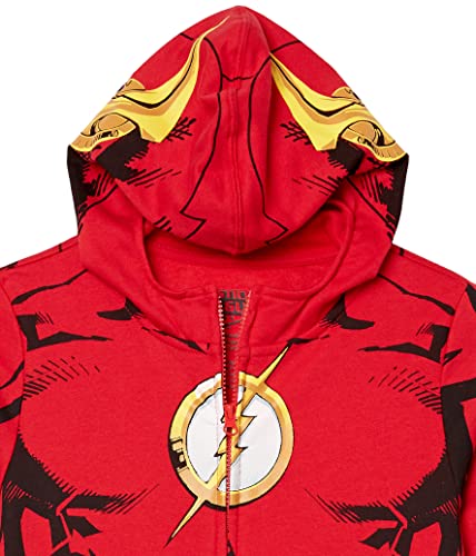 DC Comics Boys The Flash Cosplay Zip-up Hoodie with Cape - 4-20 Sweatshirt, Red, 5-6 US