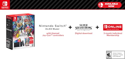 Nintendo Switch™ - OLED Model: Super Smash Bros.™ Ultimate Bundle (Full Game Download + 3 Mo. Nintendo Switch Online Membership Included)