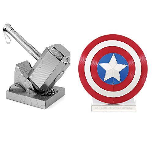 Metal Earth 3D Model Kits Marvel Avengers Set of 2 CA Shield & Thor's Hammer (Mjolnir)