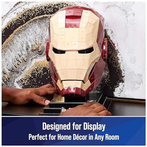 4D Build, Marvel Iron Man 3D Puzzle Model Kit with Stand 96 Pcs, Iron Man Helmet Desk Décor, Building Toys, 3D Puzzles for Adults & Teens 12+