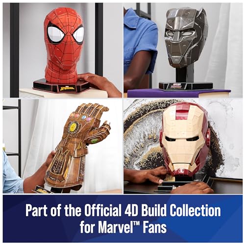4D Build, Marvel Iron Man 3D Puzzle Model Kit with Stand 96 Pcs, Iron Man Helmet Desk Décor, Building Toys, 3D Puzzles for Adults & Teens 12+