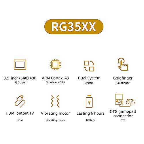 RG35XX Dual OS Retro Handheld Game Console Linux Garlic 64G TF Card Built-in 6831 Classic Games 3.5 inches IPS Screen Pocket Video Game Console Plug and Play Games with Storage Bag