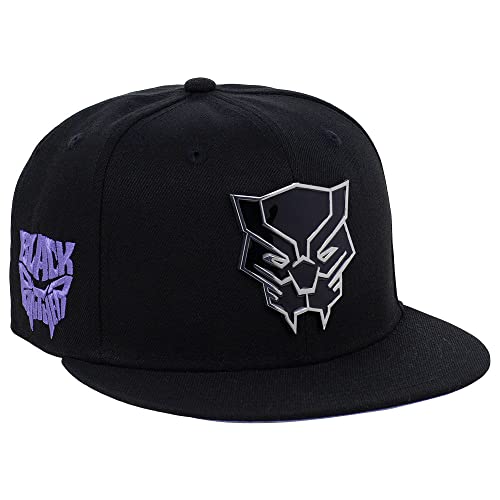 Marvel Black Panther Metal Logo Fitted Flat Bill Cap