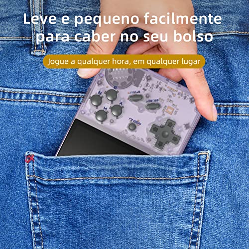 RG35XX Dual OS Retro Handheld Game Console Linux Garlic 64G TF Card Built-in 6831 Classic Games 3.5 inches IPS Screen Pocket Video Game Console Plug and Play Games with Storage Bag