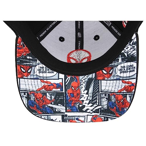 Marvel Spiderman Comic UV Adjustable Hook-and-Loop Curved Bill Cap blk