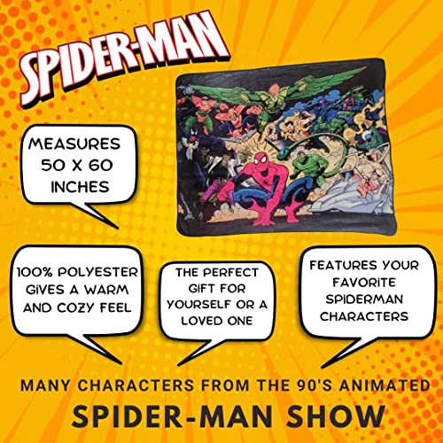 Marvel Spider-Man and Villains Legends Fleece Softest Comfy Throw Blanket for Adults & Kids| Measures 60 x 50 Inches
