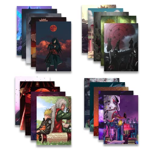 SoulAbiti Anime Poster Set - 20 Posters (A4 sized, Madara, Uchiha Sasuke, Sage Jiraya, Hatake Kakashi, and Pain More) with Double-Sided Tape Multicolor