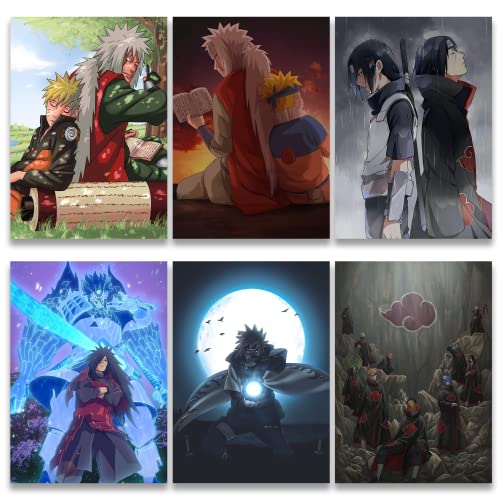 SoulAbiti Anime Poster Set - 20 Posters (A4 sized, Madara, Uchiha Sasuke, Sage Jiraya, Hatake Kakashi, and Pain More) with Double-Sided Tape Multicolor