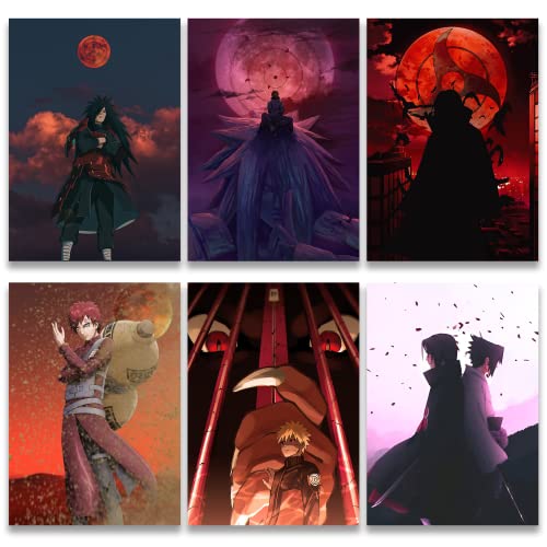 SoulAbiti Anime Poster Set - 20 Posters (A4 sized, Madara, Uchiha Sasuke, Sage Jiraya, Hatake Kakashi, and Pain More) with Double-Sided Tape Multicolor