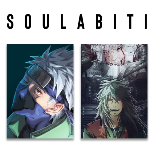 SoulAbiti Anime Poster Set - 20 Posters (A4 sized, Madara, Uchiha Sasuke, Sage Jiraya, Hatake Kakashi, and Pain More) with Double-Sided Tape Multicolor
