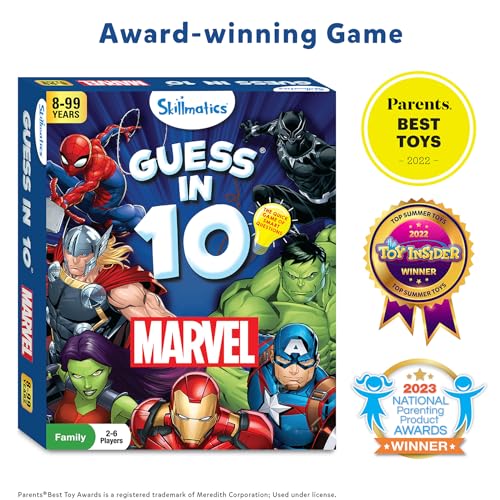 Skillmatics Card Game - Guess in 10 Marvel, Perfect for Boys, Girls, Teens, Adults Who Love Board Games, Toys, Avengers, Spiderman, Iron Man, Easter Basket Stuffers, Gifts for Ages 8, 9, 10 and Up
